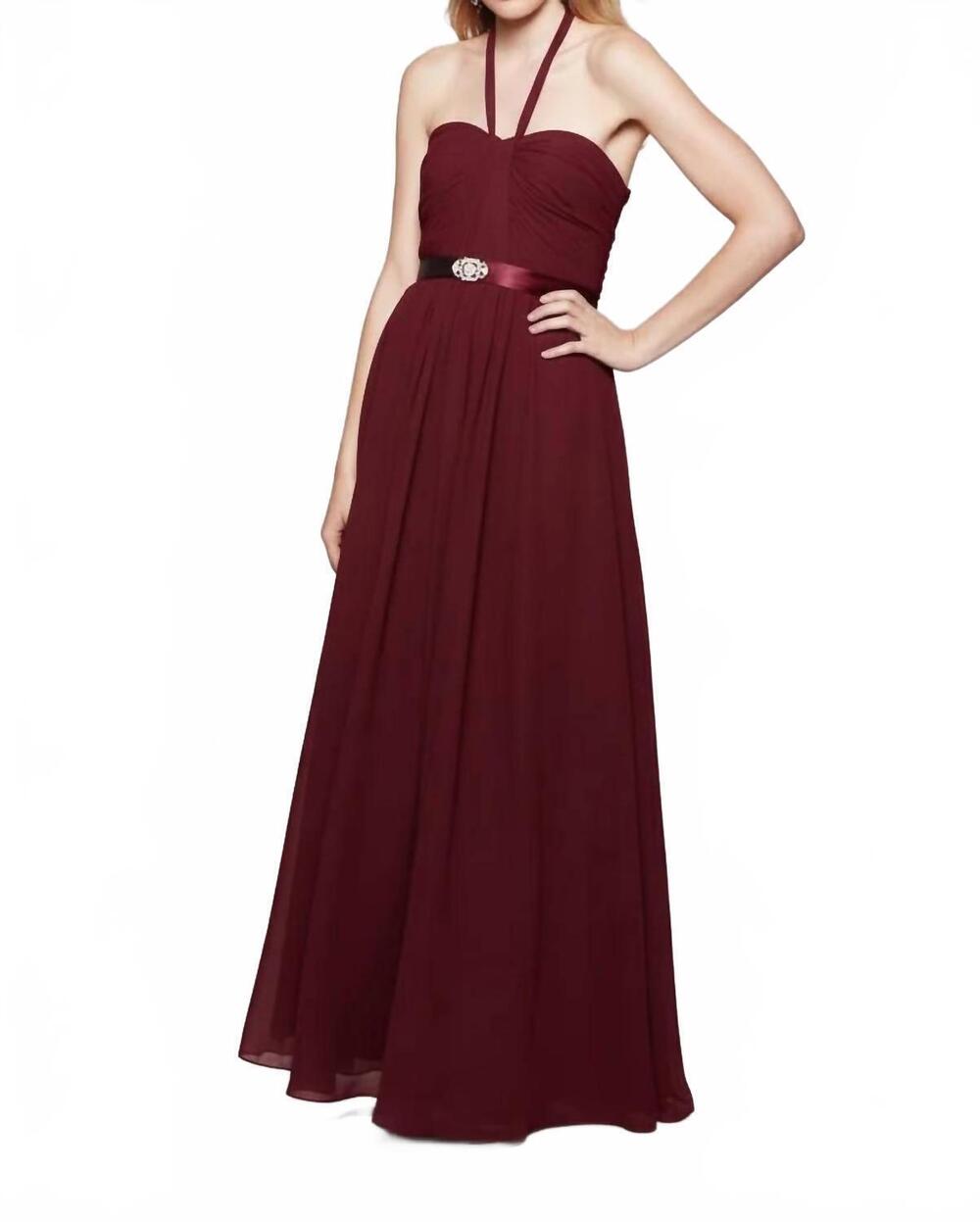 NEW LAST DRESS stellar nights halter neck gown in burgundy